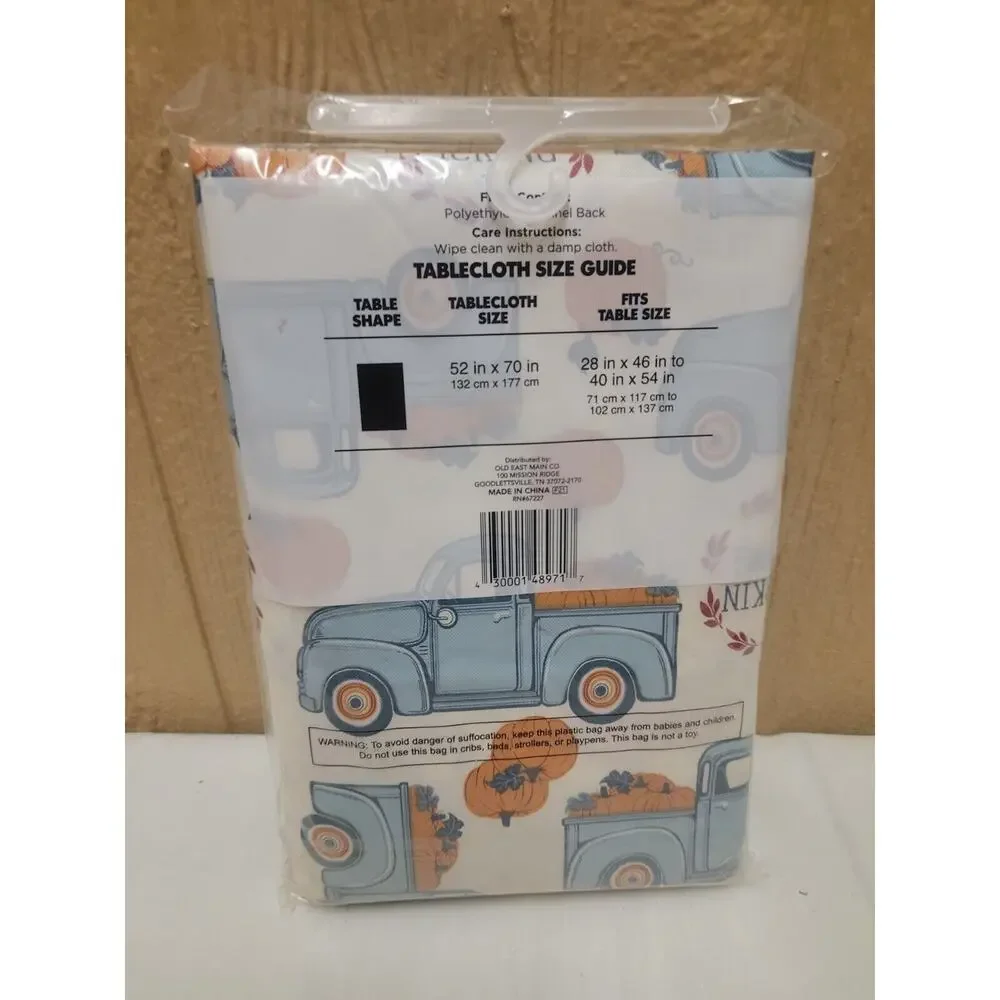 Fall Perfect Harvest Tablecloth Rectangular 52 in x 70 in Little Blue Truck
